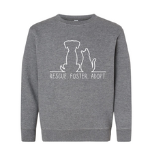 Load image into Gallery viewer, Rescue. Foster. Adopt. - Youth Crewneck - CC
