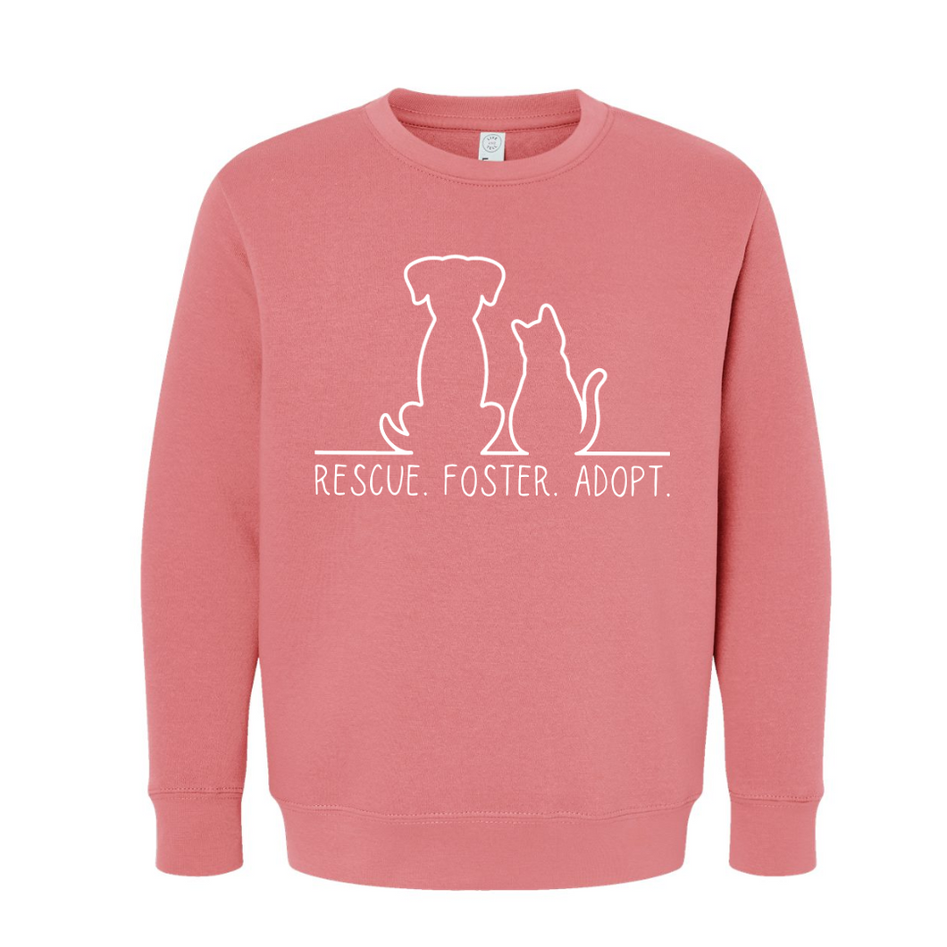 Rescue. Foster. Adopt. - Youth Crewneck - CC